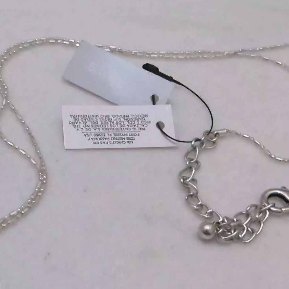 CHICO’S 36” Silver Tone Chain Smoky Grey CRYSTAL Pendant Necklace NWT - Picture 10 of 12